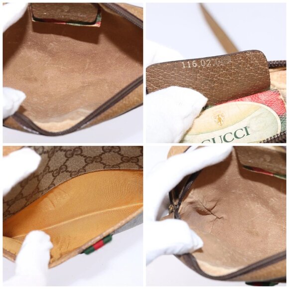 GUCCI GG Supreme Web Sherry Line Shoulder Bag PVC Beige 116 02 089 Auth 148264 - Picture 15 of 16